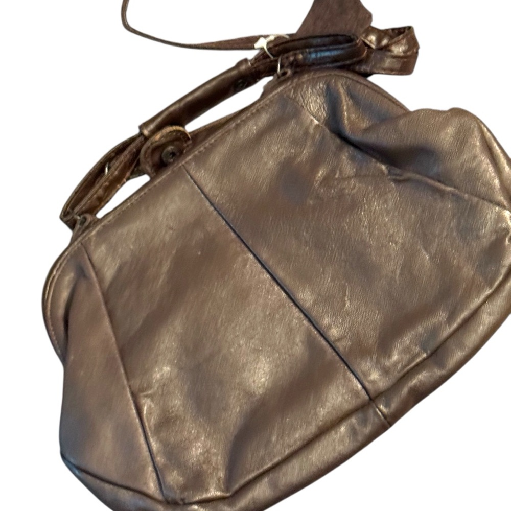 Vintage 1970s Brown Leather fancy shoulder bag - Picture 4 of 8